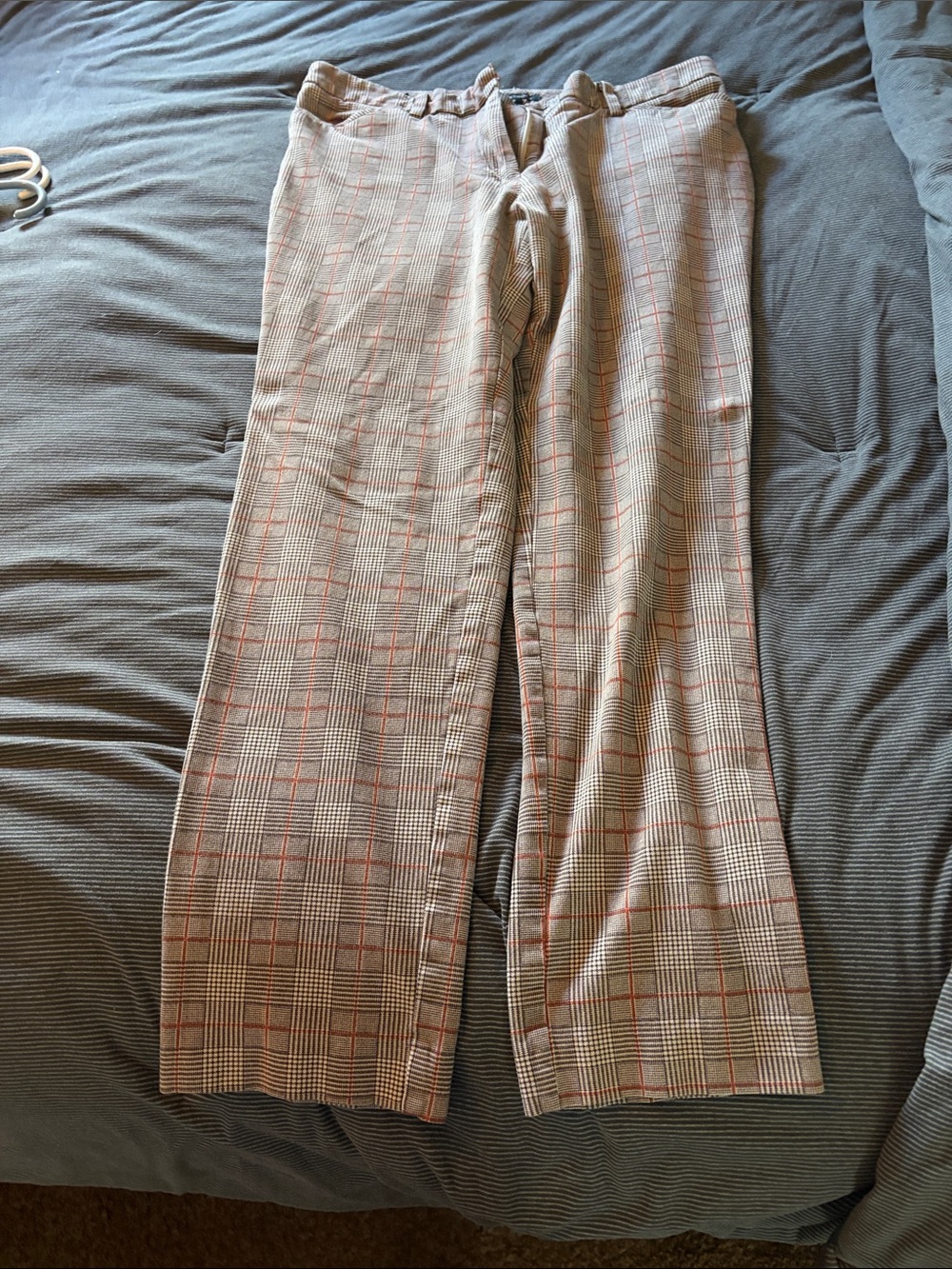 41 Hawthorn Women's Plaid Trousers in Beige and Orange/Red